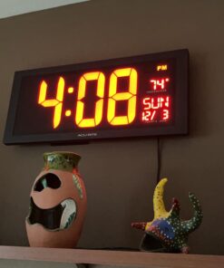 AcuRite Large Digital LED Oversized Wall Clock with Date, Temperature and Fold-Out Stand, 18-Inch, Red 27 61QToKKeogL