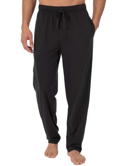 Fruit of the Loom Men's Extended Sizes Jersey Knit Sleep Pajama Lounge Pant (1 & 2 Packs) Large Black