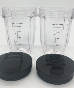 Alternative view of 2pcs Replacement 18oz Jar cup with Spout Lid for 900w 1000w Nutri Ninja Blender Auto iQ 900w 1000w& Nutri Ninja Blender Auto iQ series BL640/641/BL642/BL642W/BL642Z (2, 18oz) 2