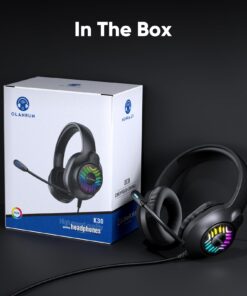 OLANRUN Gaming Headset, Stereo PS5 Headset PS4 Headset Xbox One Headset PC Headset, 9 Colors RBG Gaming Headphones with Mute Microphone for PC, PS4, PS5, Xbox, Switch (Black) 22 61QXHK440QL