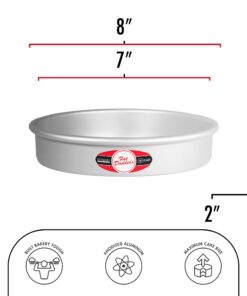 Fat Daddio's Anodized Aluminum Round Cake Pan, 7 x 2 Inch, Silver 1 Count (Pack of 1) 2" Depth 13 61QXzl1ir9L