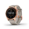 Garmin fenix 7S , Smaller sized adventure smartwatch, with Solar Charging Capabilities, Rugged outdoor watch with GPS, touchscreen, health and wellness features, rose gold with light sand band 7S Solar