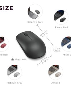 Lenovo 530 Wireless Mouse – Full Size Computer Mouse for PC, Laptop, Windows Computer - 2.4 GHz Nano USB Receiver - Ambidextrous Design - 12 Months Battery Life – Cordless Raven Black 11 61QewvafWXL