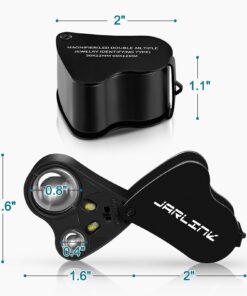 JARLINK 30X 60X Illuminated Jewelers Loupe Magnifier, Foldable Jewelry Magnifier with Bright LED Light for Gems, Jewelry, Coins, Stamps, etc Black 27 61QfTXdm4xL