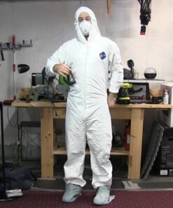 DuPont unisex-adult TY122S Disposable Elastic Wrist, Bootie & Hood White Tyvek Coverall Suit 1414, Large 9 61QgljBJ9L