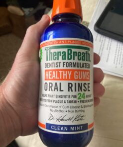 TheraBreath Healthy Gums Mouthwash, Clean Mint, Antigingivitis, Dentist Formulated, 16 Fl Oz (2-Pack) 16 Fl Oz (Pack of 2) 35 61QhDkjfbAL