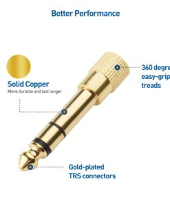 Cable Matters 5-Pack 1/4 to 1/8 Headphone Adapter, 6.35mm to 3.5mm Adapter Male to Female, Gold Plated Stereo Headphone 3.5mm to 1/4 Adapter 20 61QhVO3XLL