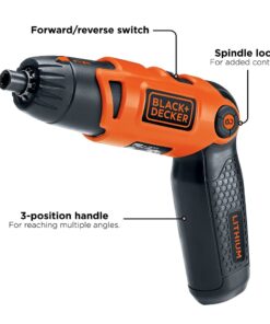 BLACK+DECKER Cordless Screwdriver with Pivoting Handle, Electric Screwdriver, 180 RPM, 3.6V, Charger and 2 Hex Shank Bits Included (Li2000) Screwdriver Only 29 61QhuQGXXWS