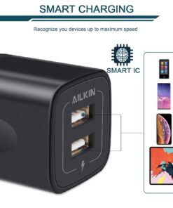 USB Wall Charger, Ailkin 2.1A Dual Port Portable Universal USB Wall Charger Adapter Box for iPhone 15 14 13 12 Mini Pro Max SE 11 XS XR X Plus, Samsung Galaxy A04S A14 S22 S21, Google Pixel 7 7a 6 6a Pure Black 17 61Qk8qPpqAL