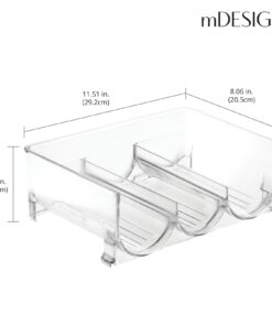 mDesign Plastic Free-Standing Stackable 3 Bottle Storage Holder Rack - Water, Wine, and Drink Organizer Shelf for Kitchen Countertop, Cabinet, Pantry, Fridge, Freezer, 4 Pack - Clear Pack of 4 28 61Qkq6sDJqL 1