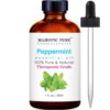 MAJESTIC PURE Peppermint Essential Oil, Premium Grade, Pure and Natural, for Aromatherapy, Massage, Topical & Household Uses, 1 fl oz 1 Fl Oz (Pack of 1) 40 61Ql9QQLlUL