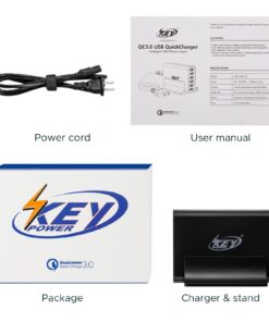 Key Power Quick Charge 3.0 Wall Charger, 60W 6-Port USB Fast Charger Desktop Charging Station for iPhone/PRO MAX/XS Max/XR/X/8/7/Plus, iPad Pro/Air 2/Mini, Galaxy S10/S9/S8/S7/Plus HTC and More 40 61Qm1TZxR3L