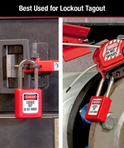 Master Lock 410RED Lockout Tagout Safety Padlock with Key Red 1-1/2", 1-3/4" 17 61Qom8vZllL
