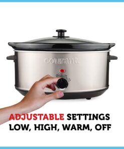 Alternative view of Courant Oval Slow Cooker Crock, with Easy Options 7 Quart Dishwasher Safe Pot, Stainless Steel Oval Slow Cooker with 7 Quart Crock