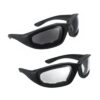 grinderPUNCH Motorcycle Riding Glasses - 2 Pair Smoke & Clear Biker Foam Pad
