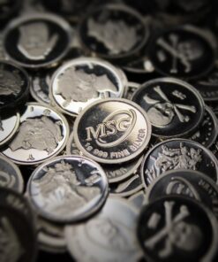 Alternative view of Five (5) One Gram .999 Pure Silver Rounds with Random Designs in a Jewelry Pouch by Mint State Gold 5