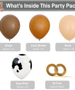 Cowboy Balloons 12 Inch Brown Blush Cow Print Balloon for Western Baby Shower Cowboy Highland Theme Birthday Party Decorations 55 Pack 9 61R2E3vkmFL