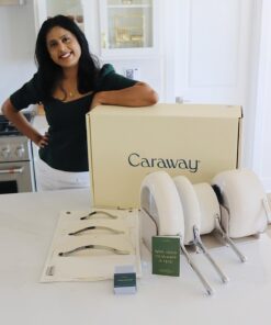 Caraway Nonstick Ceramic Cookware Set (12 Piece) Pots, Pans, 3 Lids and Kitchen Storage - Non Toxic, PTFE & PFOA Free - Oven Safe & Compatible with All Stovetops (Gas, Electric & Induction) - Cream 33 61R2jKUdaZL