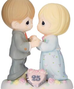 Alternative view of Precious Moments, Our Love Still Sparkles In Your Eyes, 25th Anniversary, Bisque Porcelain Figurine, 115911, Silver, Medium