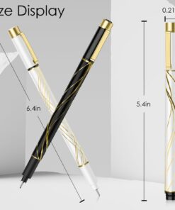 Pens Bulk 6-Pack, Black Ink pens,Quick Dry Ink Gel Pens, Medium Point Pens,Waterproof Micro-Pen,White and simple fashion penholder Smooth Writing for Office Supplies School Home Note Taking writing White 19 61R4wT4CIAL