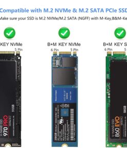 Sokiwi M.2 NVMe SATA SSD Enclosure Adapter Tool-Free, USB 3.2 Gen2 10Gbps External NVMe to USB PCI-E 6Gbps SATA M-Key/B+M Key, NVMe Reader Support UASP Trim for SSDs 2230/2242/2260/2280 SKUD0501-US 28 61R6N0lM 6L 1