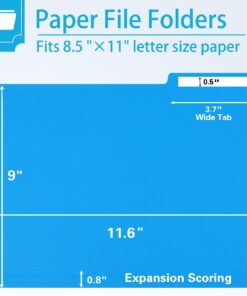 Alternative view of File Folder, RAZCC 150 Pack 1/3 Cut Tab Colored File Folders, File Folder Letter Size for Office Classroom Use, Assorted 5 Colors Folders with Tabs