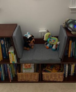 Amazon Basics Kids 4-Cube Bookcase With Reading Nook and 6 Shelves for Storage, Espresso, 11.8" D x 40.1" W x 24" H 31 61R8til791L