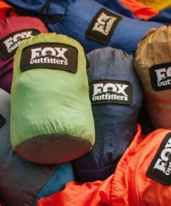 Fox Outfitters Neolite Double Camping Hammock - Lightweight Portable Nylon Parachute Hammock for Backpacking, Travel, Beach, Yard. Hammock Straps & Steel Carabiners Included (Blue/Navy) Blue / Navy 15 61R8w0iM9QL