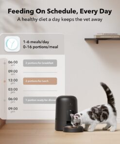 PETLIBRO Automatic Cat Feeder, Automatic Cat Food Dispenser Battery-Operated with 180-Day Battery Life, AIR Pet Feeder for Cat & Dog, Timed Cat Feeder Program 1-6 Meals Control, 2L Auto Cat Feeder Black Basic 19 61REdBouqsL