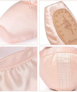 KUKOME Ballet Dance Shoes Pink Satin Pointe Shoes with Ribbon and Toe Pads for Ladies 9 23 61RFKieOGfL