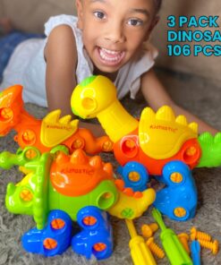 Kidtastic Dinosaur Toys, 106 pcs Take Apart Stem Learning Toys with Screwdriver, Ages 3-6 Year Kids Birthday Gift, Fun Construction for Boys and Girls - Build a Dinosaur, 3 yr Old Toddler Toys 24 61RGIuTHewL
