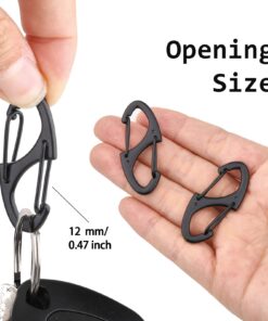 S Shaped Double Carabiner Keychain 1.6 Inch Dual Gate Binder Carabiner Ideal for Camping Traveling(Black, Silver,Dark Grey) Black 40.0 12 61RGTGKzKVL