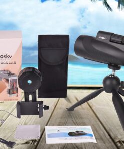 Gosky 12X50 High Power Prism Monocular Smartphone Holder and Handheld Tripod Kit- Waterproof/Fog-Proof/Shockproof Grip Scope -for Hiking,Hunting,Climbing,Birdwatching Watching Wildlife and Scenery 12x50 Monocular +Phone Holder+Handheld Tripod 25 61RInU5eLxL