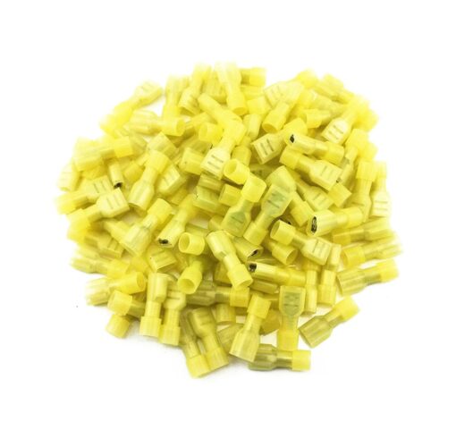 Yueton® 100pcs Yellow 12/10-Gauge Economy Nylon Female Fully-Insulated Quick Disconnects Wiring Spade Wire Crimp Terminal