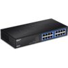 TRENDnet - TEG-S16DG 16-Port Unmanaged Gigabit GREENnet Desktop Metal Switch, TEG-S16DG, Ethernet Splitter, Ethernet/Network Switch, 16 x 10/100/1000 RJ-45 Ports, 32 Gbps Forwarding Capacity, Lifetime Protection Black Version 1.0 51 61RL0kNsusL