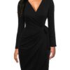 Berydress Women's Black Wrap Dress Sexy Deep V Neck Long Sleeve Knee-Length Cocktail Party Dresses Large 7 61RMN0NhBkL