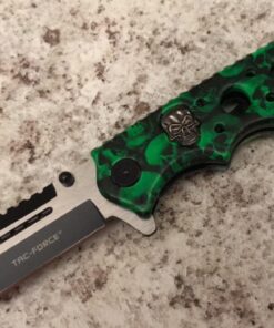 Tac Force Assisted Opening Rescue Glass Breaker Bright Green Skull Design Hunting Camping Tatical Pocket Knife 23 61RMU5Wi52L