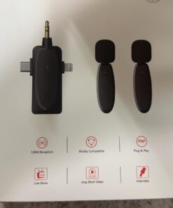 IMAXTOP Wireless Lavalier Microphone,Professional Microphones for iPhone Android Camera,2.4G Ultra-Low Delay Lapel Mic with Noise Reduction-3 in 1 Mini Mic for Recording,Live Streaming,YouTube,TikTok Black 38 61RMVjuBoNL 1