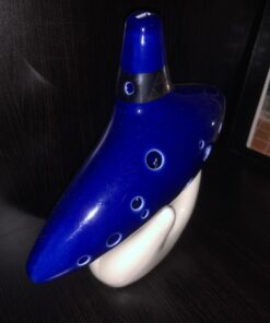 TOTMC Legend of Zelda Ocarina of Time Triforce Link 12 Hole Alto C Mediant Tone Ocarina Zelda Cosplay Ceramic Replica + Textbook Blue,Gold,Silver 48 61RQtnRraL