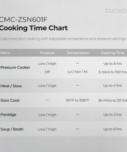 CUCKOO Pressure Cooker 10 Menu Options: Steamer, Slow Cook, Sauté, Porridge, & More, User-Friendly LED Display, Stainless Steel Inner Pot, 24 Cup / 6 Qt. (Uncooked) CMC-ZSN601F Black 12 61RRaDde3qL