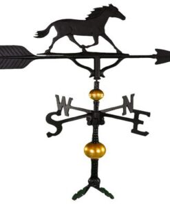 Montague Metal Products 32-Inch Deluxe Weathervane with Satin Black Horse Ornament,White