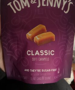 Tom & Jenny's Sugar Free Candy (Soft Caramel) with Sea Salt and Vanilla - Low Net Carb Keto Candy - with Xylitol and Maltitol - (Classic Caramel, 1-pack) 2.9 Ounce (Pack of 1) 27 61RTLX5YeL