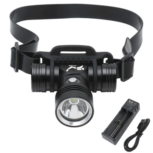 BORUIT Rechargeable Diving Headlamp Flashlight IPX8 Waterproof Head Lamp Super Bright 1000 Lumen 3 Light Mode Underwater 60M Swimming Headlight fit Adult Fishing Raining Water Work dive headlamp