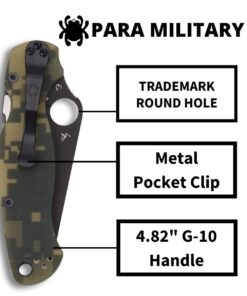 Spyderco Para Military 2 Signature Camo Knife with 3.42" CPM S30V Black Steel Blade and Durable G-10 Handle - PlainEdge - C81GPCMOBK2 34 61RWpeHoMZL