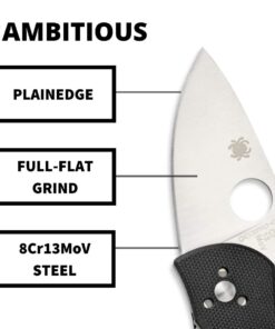 Spyderco Ambitious Value Knife with 2.31" Stainless Steel Blade and Durable Black G-10 Handle - PlainEdge - C148GP 27 61RY4tgIFBL