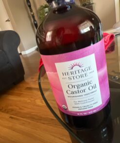 HERITAGE STORE Organic Castor Oil, Glass Bottle, Cold Pressed, Rich Hydration for Hair & Skin, Bold Lashes & Brows | 16oz 16 Fl Oz (Pack of 1) 31 61RYUOUYeLL