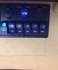 6 Gang Waterproof Rocker Switch Panel Blue LED Digital Display Voltmeter Dual 5V USB Charger Socket DC 12V Slot, 5 Pin Lighting Toggle Switches with 15A Fuse for RV Truck Car Marine Boat Vehicle 6 gang S0016B 25 61RYyGM247L