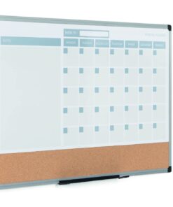 MasterVision Magnetic Dry Erase Monthly Calendar Planner Push Pin Corkboard Combo with Marker Tray, 24" x 36", Gray Plastic Frame, White, MB0707186P 24" x 36" 33 61RZMRnhu5L 1