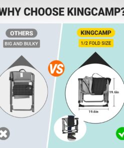 KingCamp Folding Camping Chair, Heavy Duty Director's Seat for Adults Outside, Portable Lawn Chairs with Side Table Breathable Mesh Back Compact Style for Outdoor Sports Black-1 Pack 15 61RaIh7EHxL