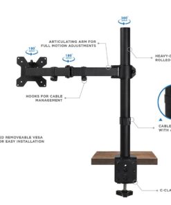 Mount-It! Single Monitor Arm Mount | Desk Stand | Full Motion Height Adjustable Articulating Tilt | Fits 19 21 24 27 29 30 32 Inch VESA 75 100 Compatible Computer Screen | C-Clamp and Grommet Base 33 61RaUfG3rpL